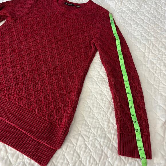Vintage Red Cable Knit Sweater – Medium Cozy Luxe Cotton Pullover Retro - Picture 8 of 8